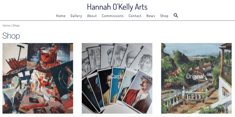 Web Design Example - Hannah O'Kelly Arts